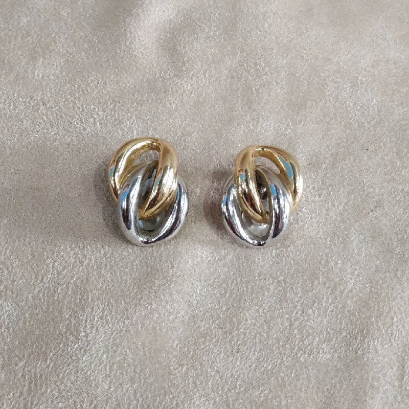 Christian Dior Two Toned Earrings Clip On Vintage Gold and Silver