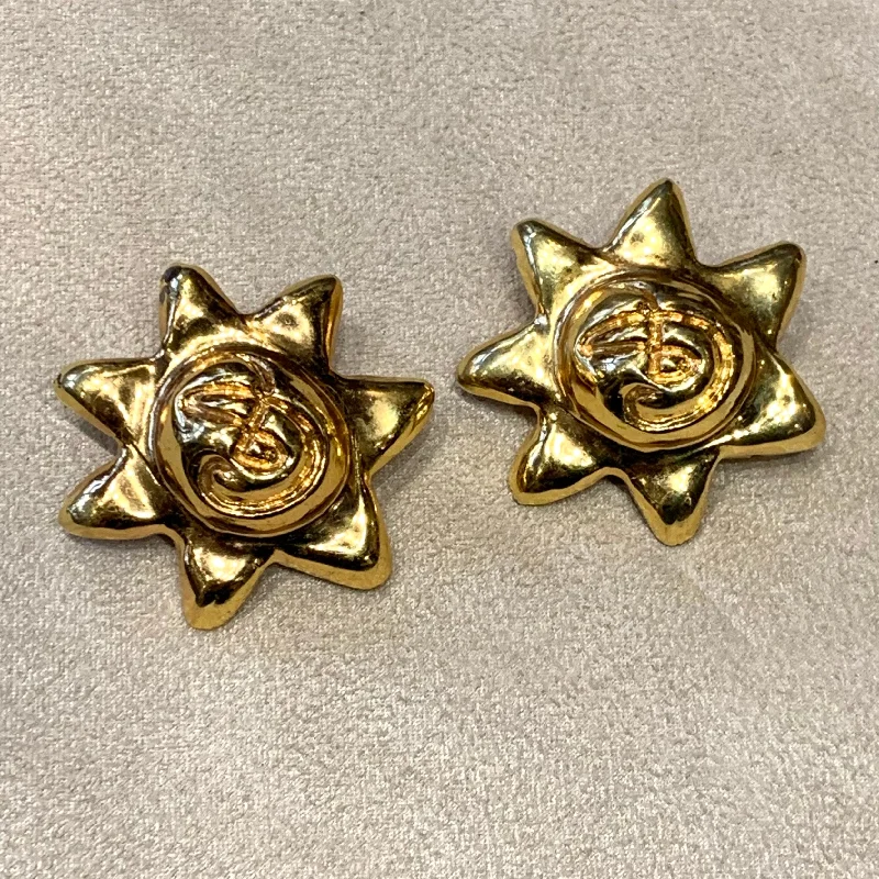 Christian Lacroix Starburst sun clip on earrings