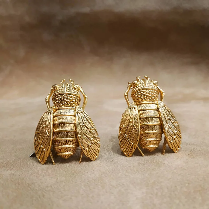 Ciner Cicada Gold Clip On Earrings open wings