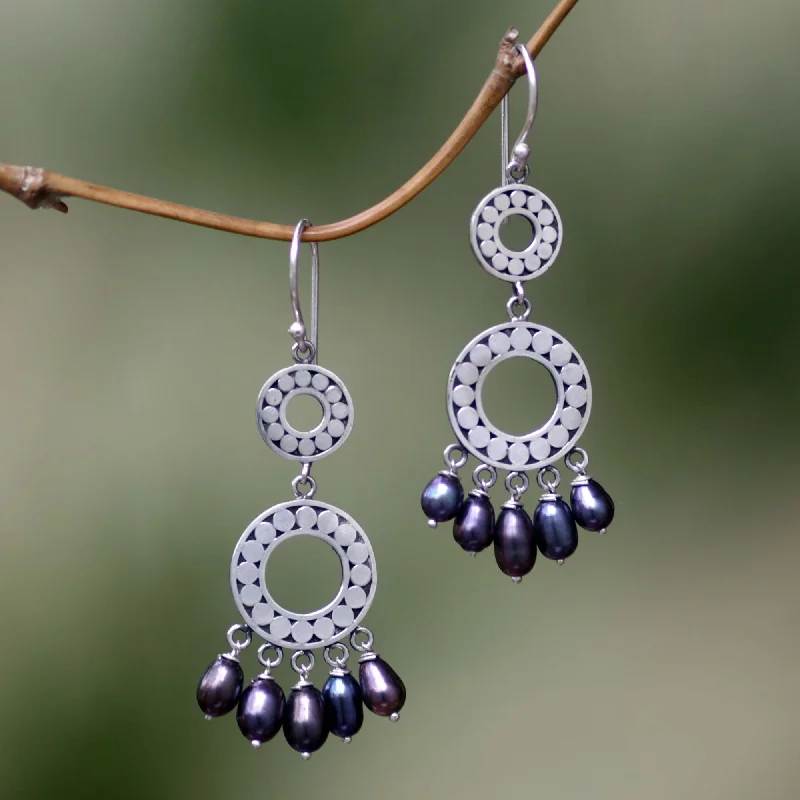 Eclipse in Black Pearl chandelier earrings