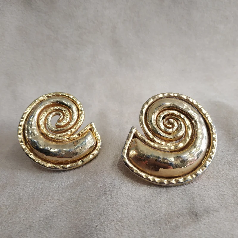 Edouard Rambaud Chunky Gold Spiral clip on earrings