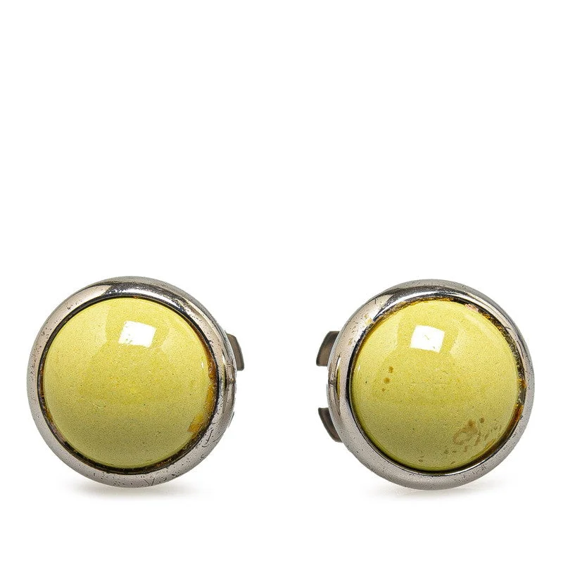 Hermes Eclipse Metal Earrings Green Silver