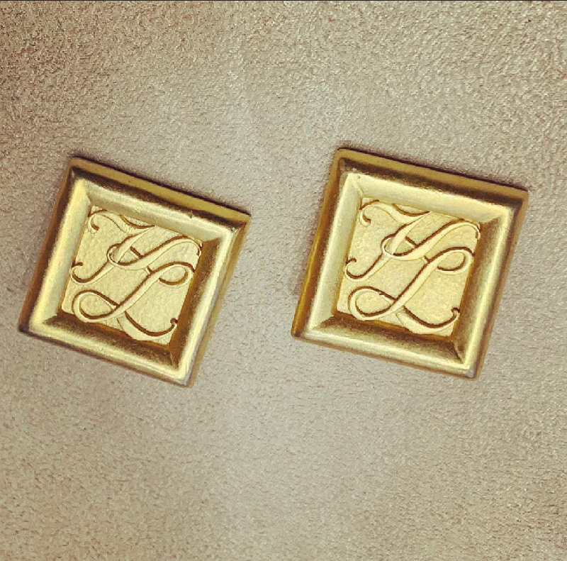 Karl Lagerfeld Gold Square Clip On earrings