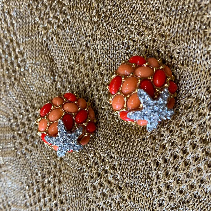 Kenneth Jay Lane Coral Starfish Clip on Earrings