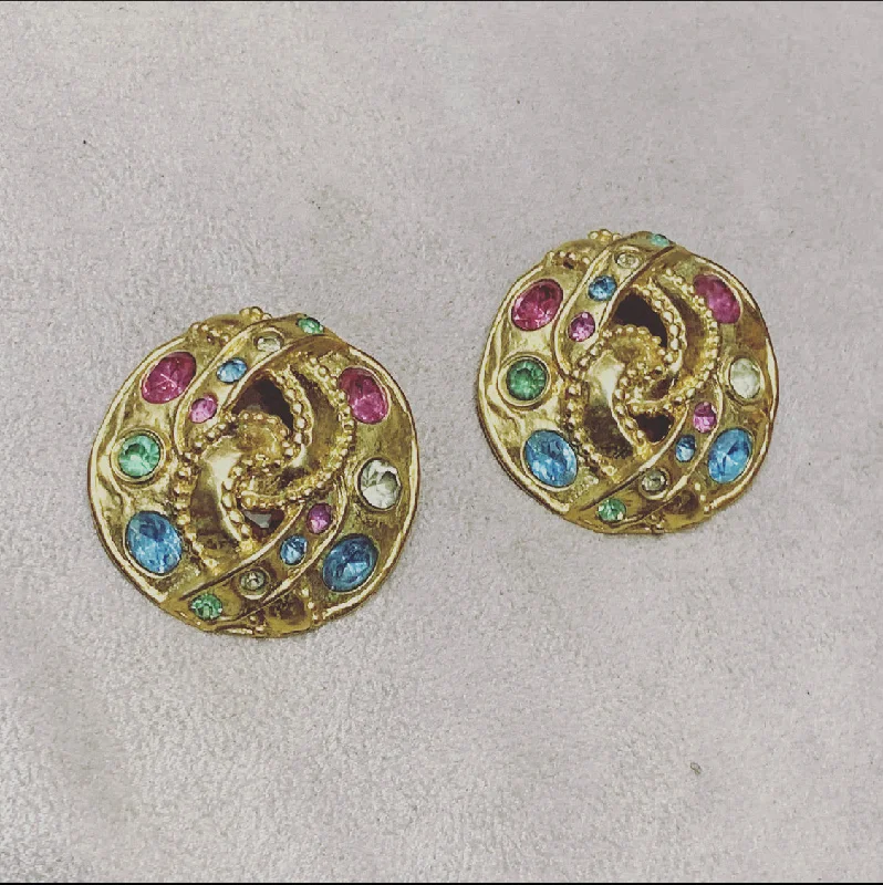 Les Bernard Pastel gold clip in earrings