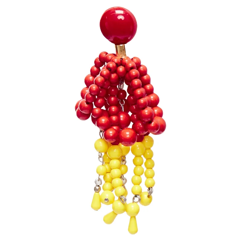 Marni Acrylic Beads Chandelier Statement Clip On Earrings