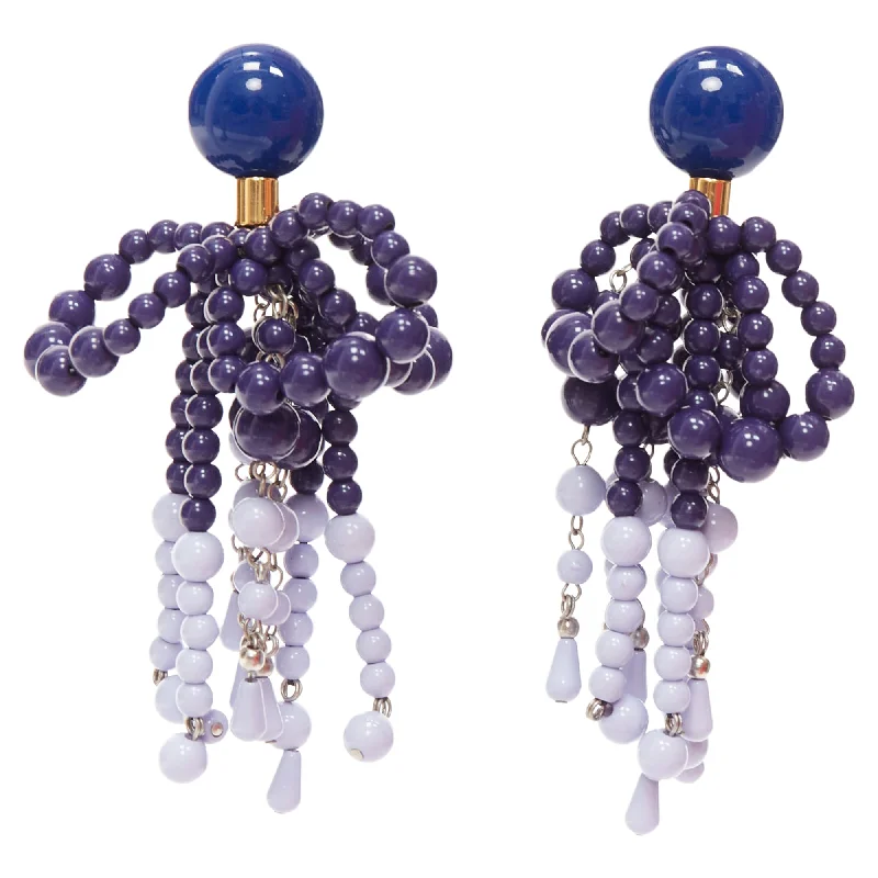 Marni Contrast Beads Statement Dangling Clip On Earrings