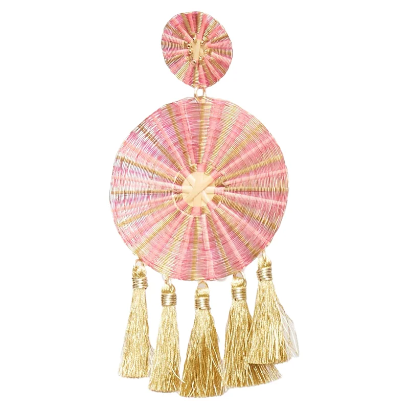 Mercedes Salazar Metal Applique Tassel Clip On Earrings