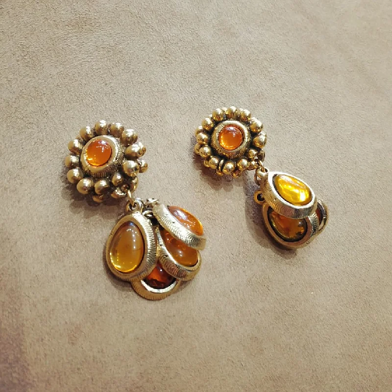 Amber Glass Drop clip on earring by Satellite Paris