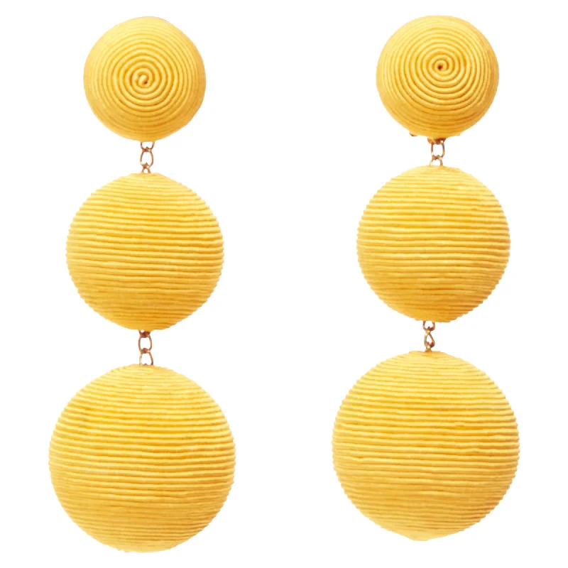 Rebecca De Ravenel Golden Yellow Balls Trio Droplets Clip On Earrings