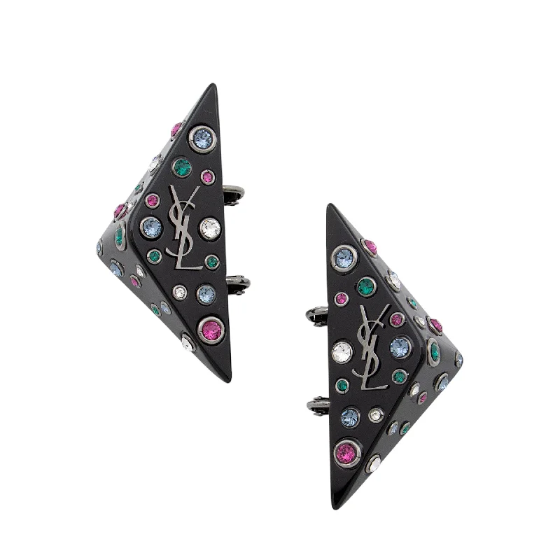 Saint Laurent Gem 80's Triangle Clip On Earrings