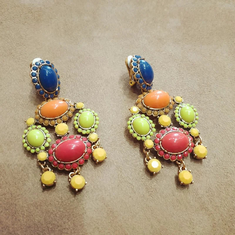 Oscar De La Renta Statement Clip On Multi-Coloured Earrings