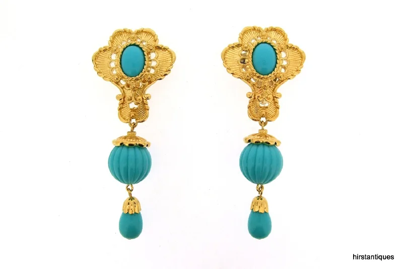 Vntage Turquoise Earrings by Barrera for Avon Clip On