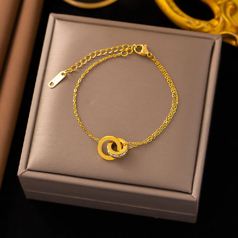 Anklet Golden Double Ring Full Diamond