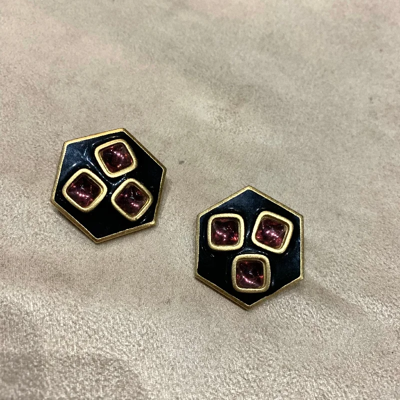 Yves Saint Laurent Clip On earrings in black and purple