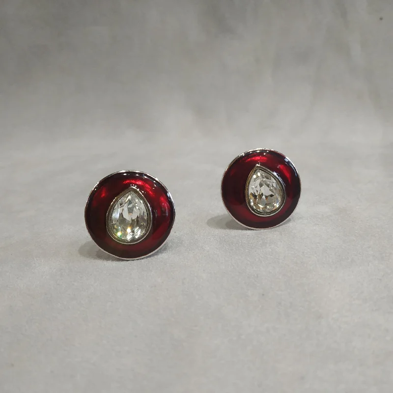 Yves Saint Laurent Red enamel clip on earrings