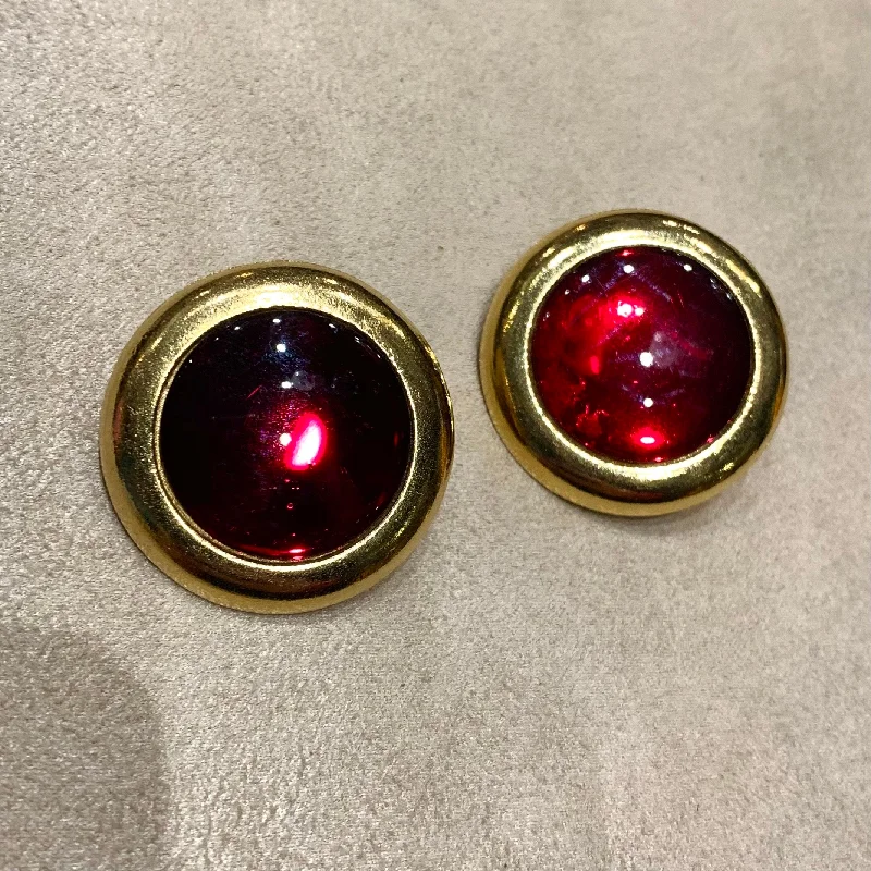 Yves Saint Laurent Red Disc clip on earrings