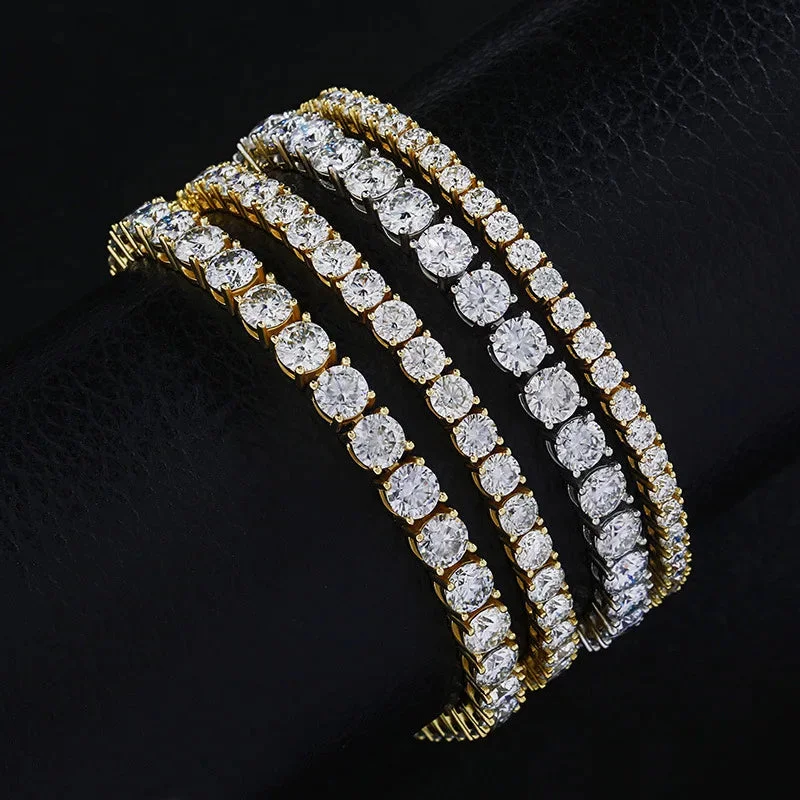 3MM 4MM 5MM S925 Sterling Silver 1 Row Moissanite Tennis Link Chain Bracelets Women Men Hip Hop Bling Ice Out Rapper Jewelry