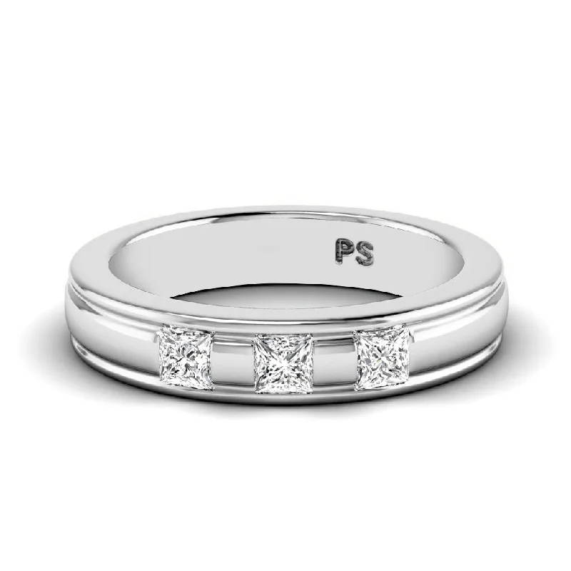 0.40 CT Princess Cut Diamonds - Mens Wedding Band