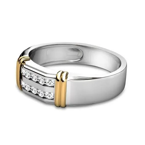 0.50 CT Round Cut Diamonds - Mens Wedding Band