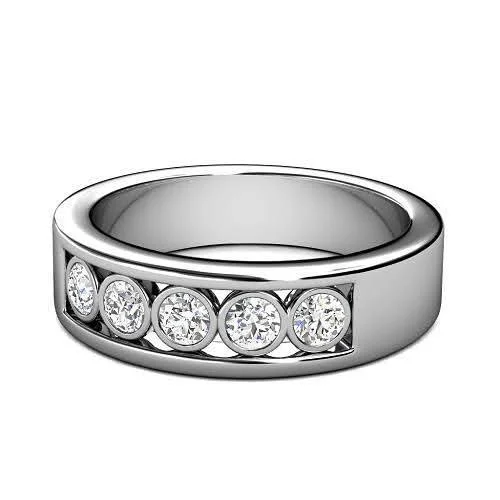 0.65 CT Round Cut Diamonds - Mens Wedding Band