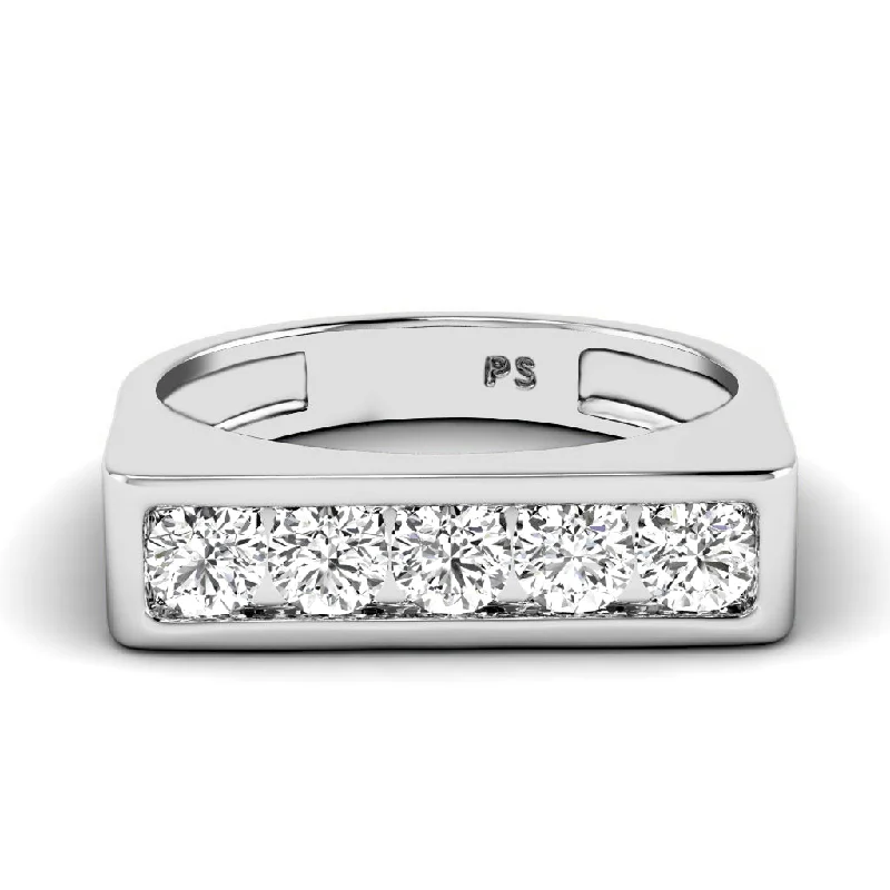 1.00 CT Round Cut Diamonds - Mens Wedding Band