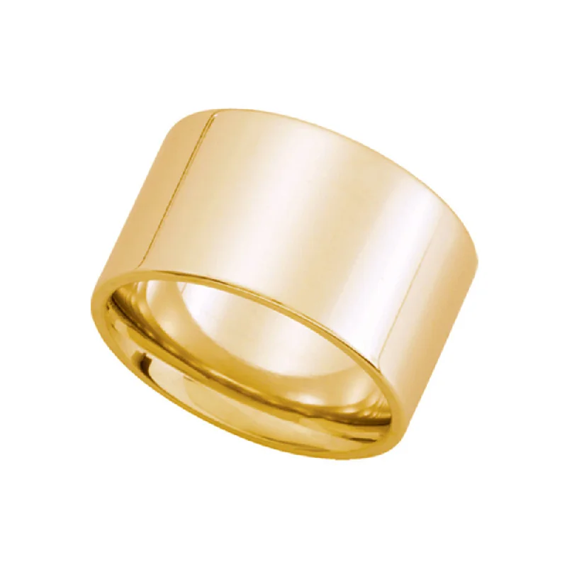 12mm Flat Comfort Fit Wedding Band in 10k Yellow Gold