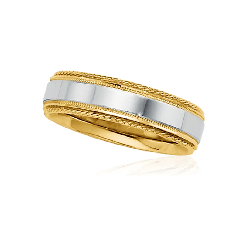 14k Two-Tone Gold 6mm Unisex Comfort Fit Band