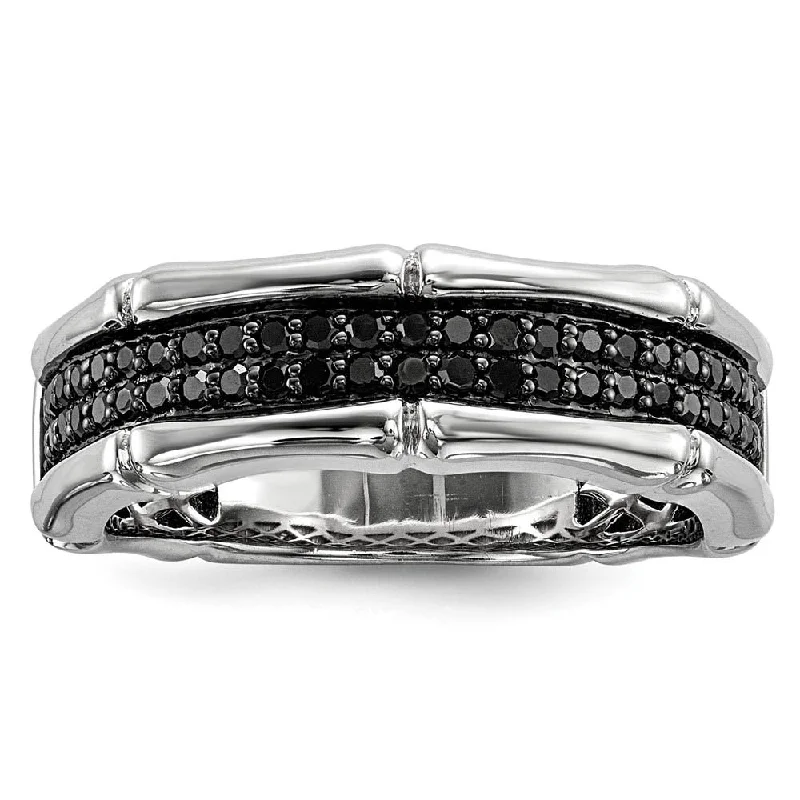 3/8 Cttw Black Diamond 7mm Men's Band in Sterling Silver