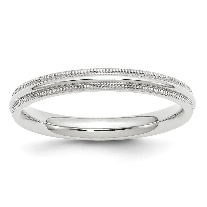 3mm 14K White or Yellow Gold Half Round Milgrain Comfort Fit Band