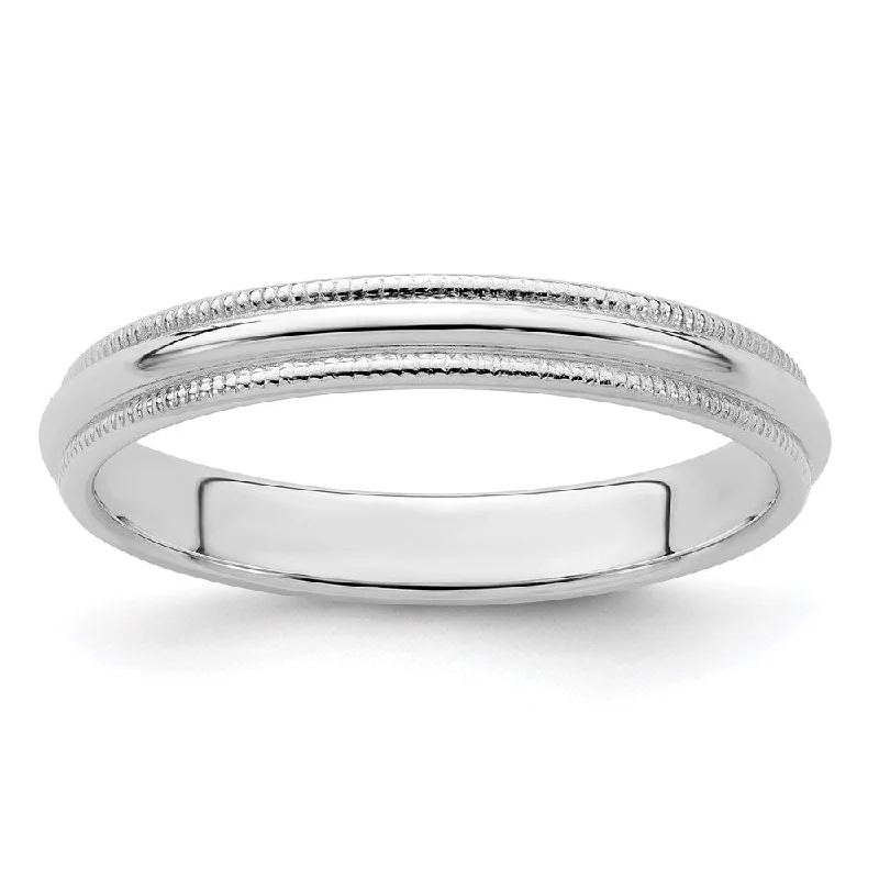 3mm Sterling Silver Half Round Milgrain Edge Standard Fit Band