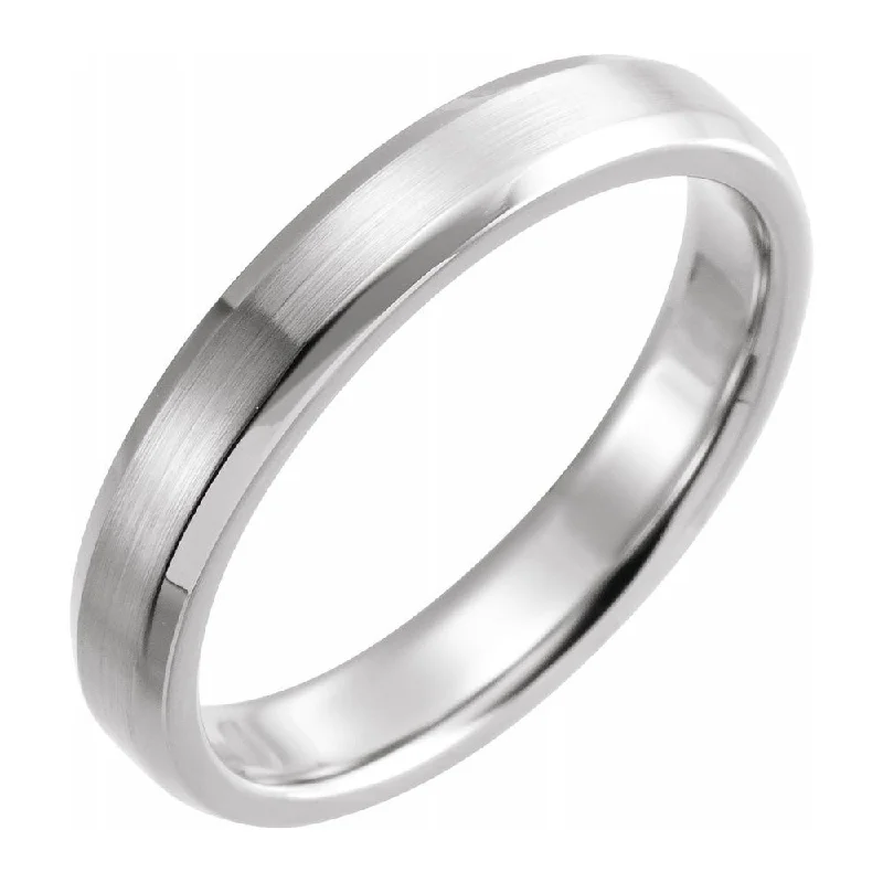 4mm 10K White Gold Polished Beveled Edge Comfort Fit Band