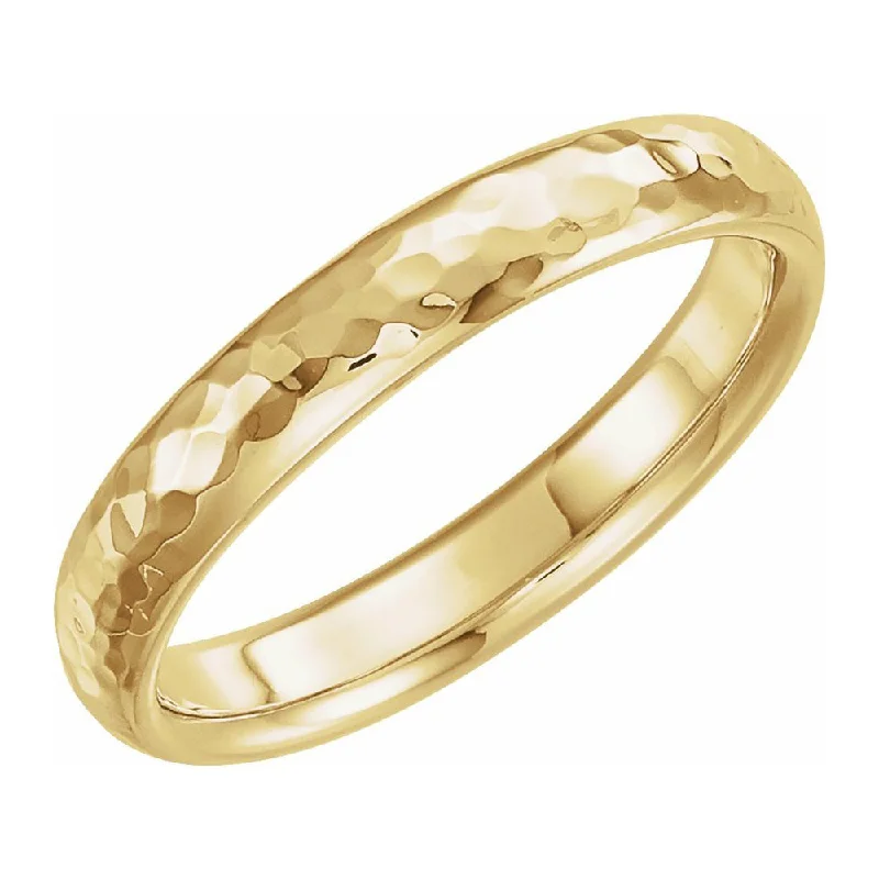 4mm 10K Yellow Gold Hammered Half Round Comfort Fit Band