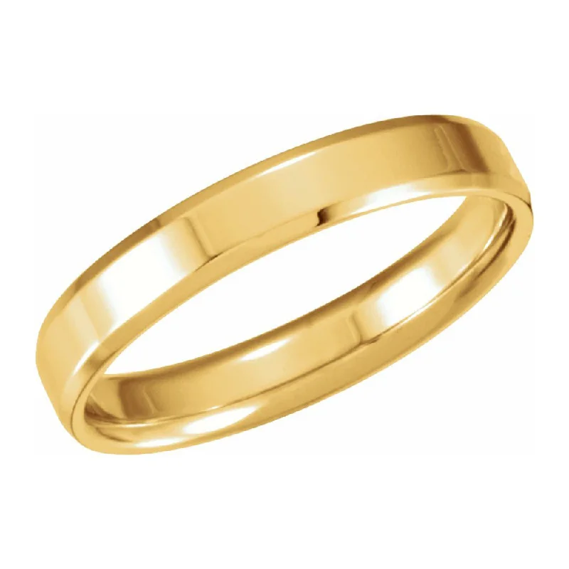 4mm 10K Yellow Gold Polished Beveled Edge Comfort Fit Band