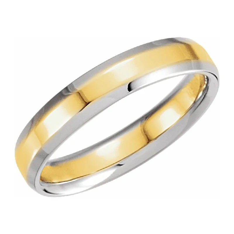 4mm 14K White & Yellow Gold Beveled Edge Comfort Fit Band