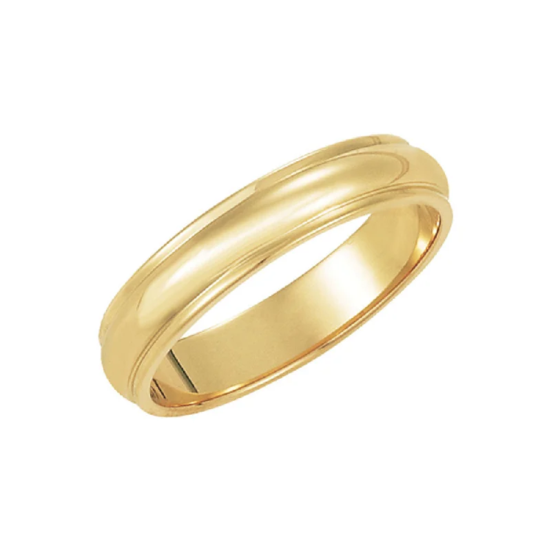 4mm Half Round Ridged Edge Band in 10k Yellow Gold