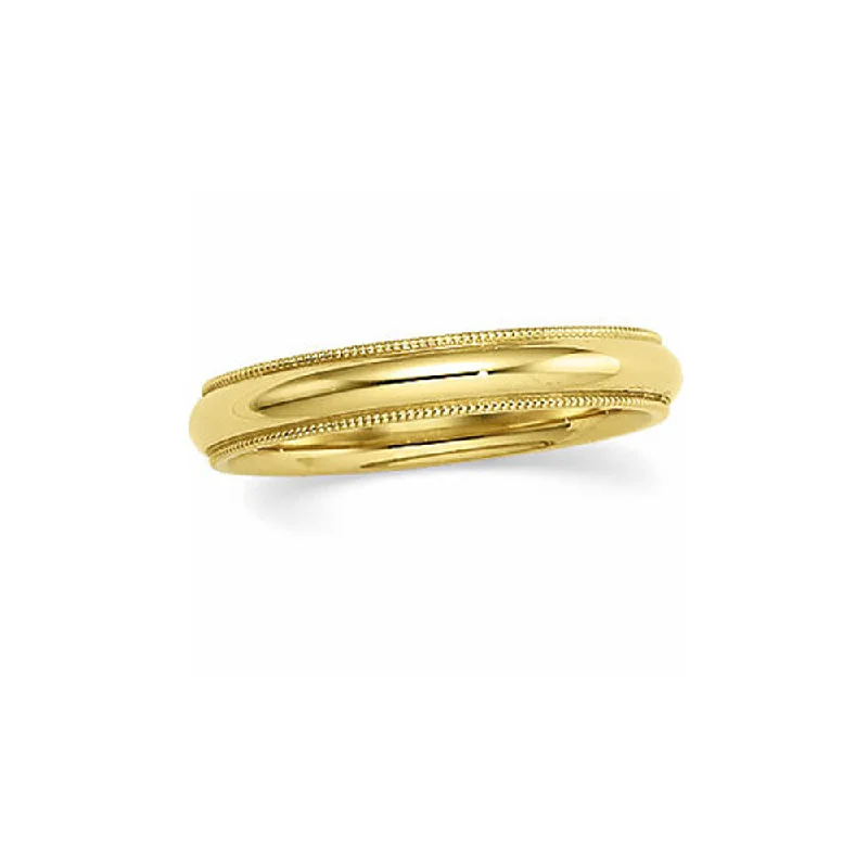 4mm Milgrain Edge Comfort Fit Domed Band in 14k Yellow Gold