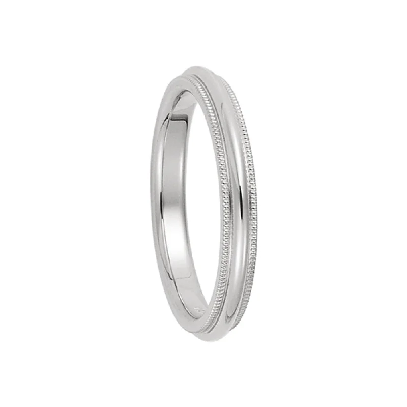 4mm Milgrain Edge Comfort Fit Domed Band in Platinum