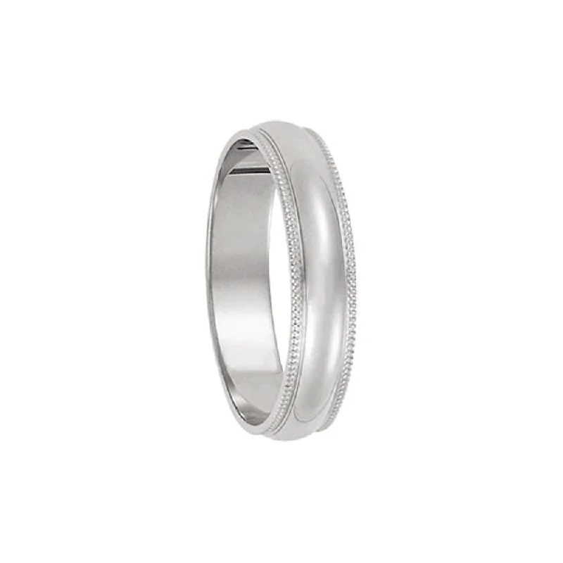 4mm Milgrain Edge Domed Light Band in 10k White Gold