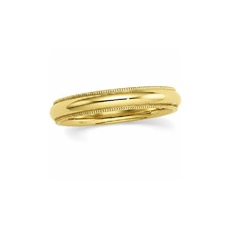 4mm Milgrain Edge Domed Light Band in 10k Yellow Gold