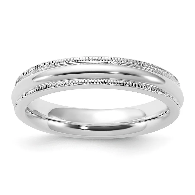 4mm Sterling Silver Half Round Milgrain Comfort Fit Band