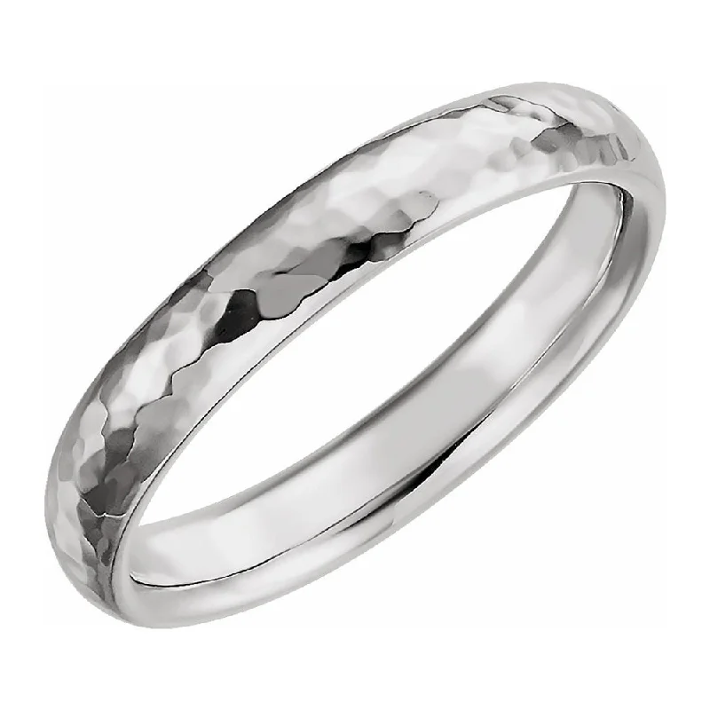 4mm Continuum Sterling Silver Hammered Half Round Comfort Fit Band