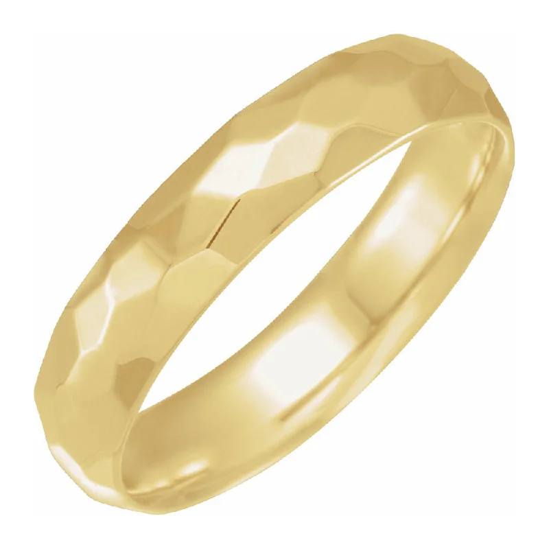 5mm 14K Yellow Gold Hammered Comfort Fit Band