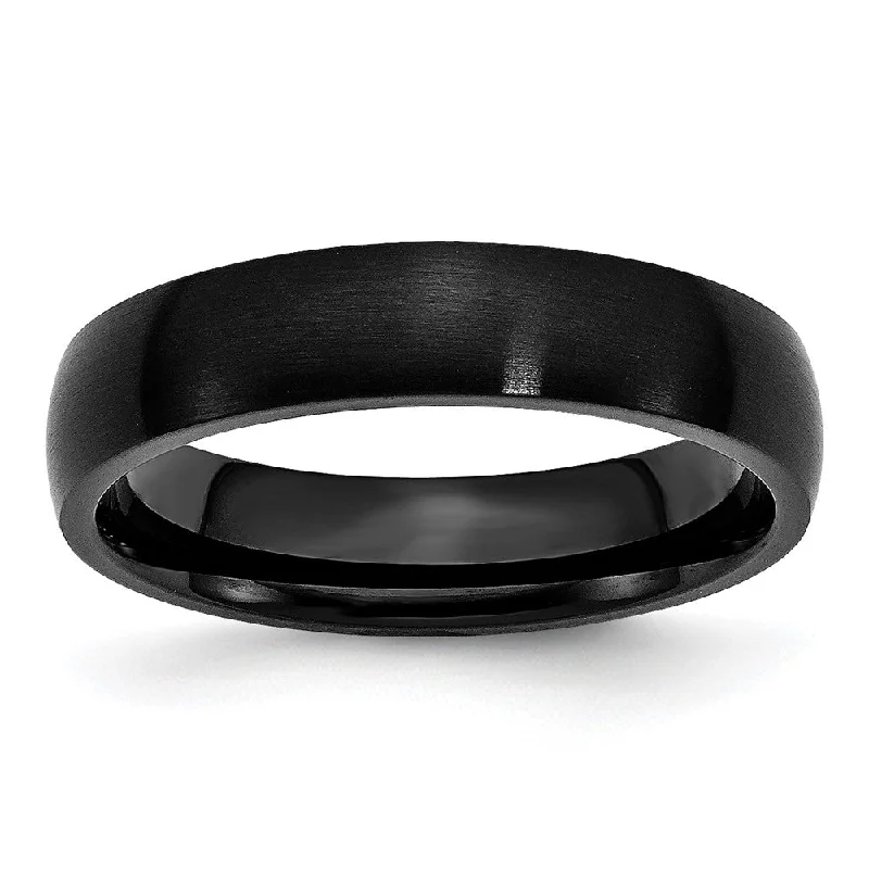 5mm Black Plated Stainless Steel Brushed Domed Band