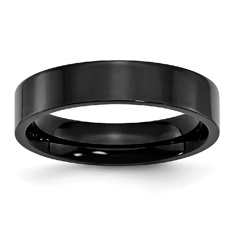 5mm Black Plated Stainless Steel Polished Flat Band