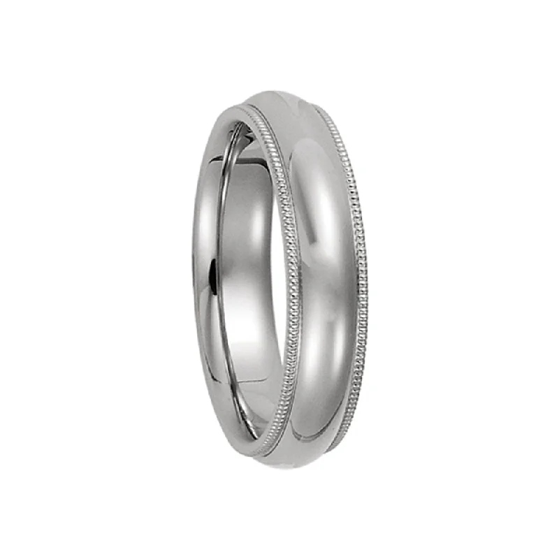 5mm Continuum Sterling Silver Milgrain Edge Comfort Fit Domed Band