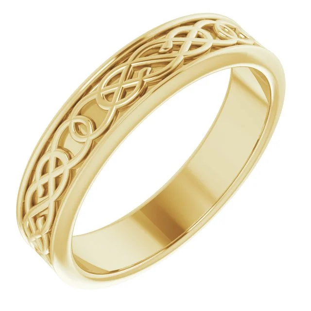 5mm Wide Celtic Design Band - 14k Gold or Platinum