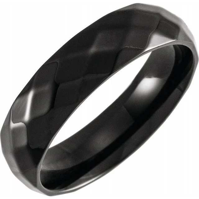 Black PVD Titanium 6 mm Faceted Band