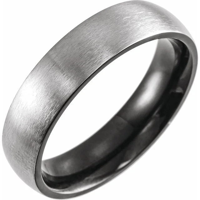 Black PVD Titanium 6 mm Half-Round Size 10 Band with Satin Finish