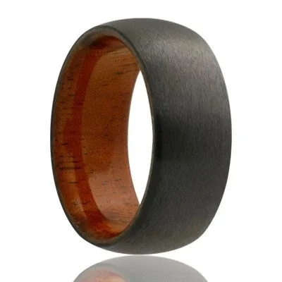 CANOE | Men's Black Zirconium Wedding Band | Koa Wood Liner | 6mm & 8mm